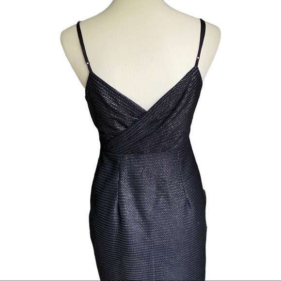 Urban Outfitters Stardust Metallic Black Faux Wrap V-Neck Mini Dress Size Medium - Picture 3 of 10
